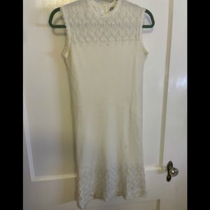 Vintage 60s 70s Cream Sweater Dress